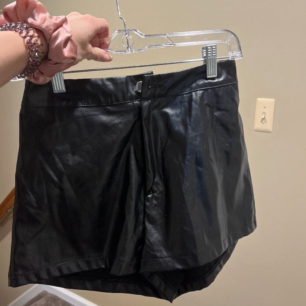 faux leather shorts